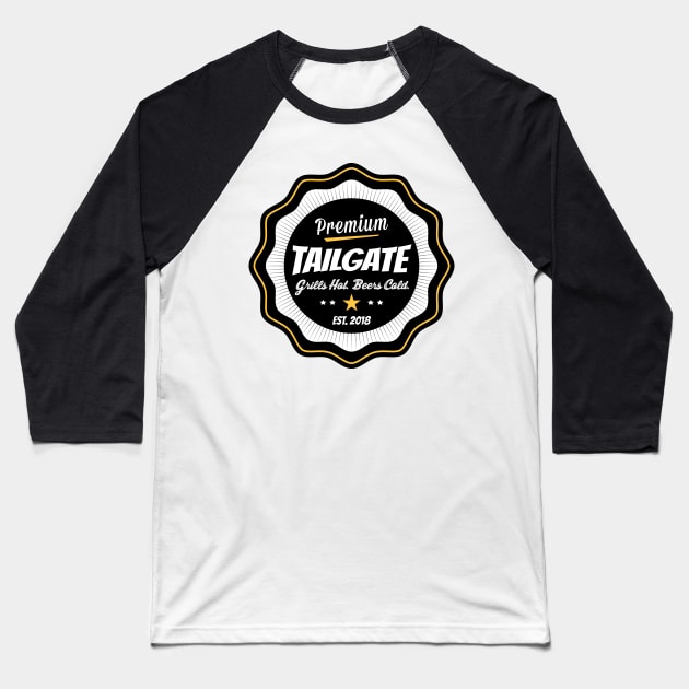 Grills Hot. Beers Cold. : Premium Tailgate Baseball T-Shirt by FOOTBALL IS EVERYTHING